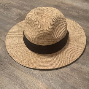 Source Unknown Natural Straw Sun Hat with Black Band